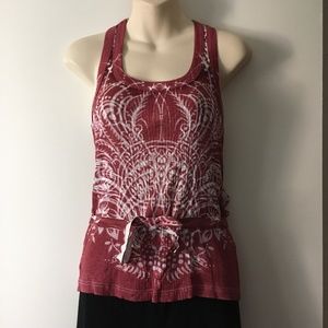 KENZO Burgundy + White Tie Front Cotton Tank M
